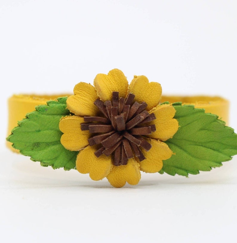Genuine Handmade Leather Flower Bracelet