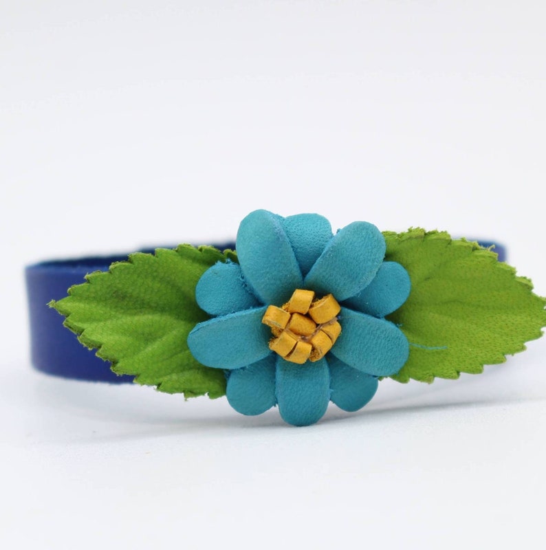 Genuine Handmade Leather Flower Bracelet