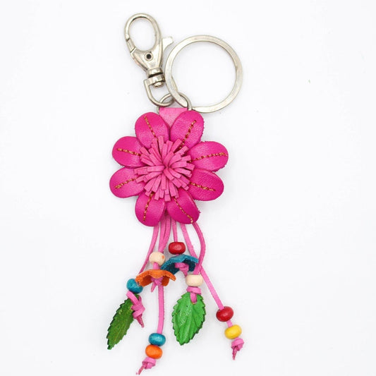 Handmade Leather Flower Keychain: Car Pendant, Bag Charm