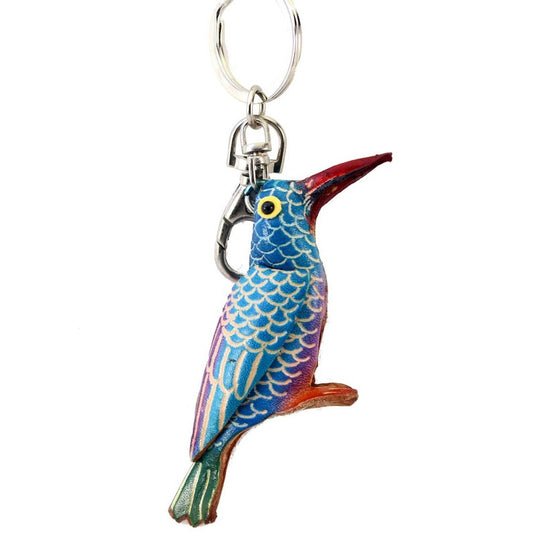 Genuine Handmade Leather Hummingbird Keychain