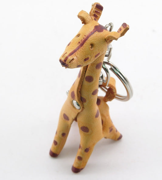 Genuine Handmade Leather Giraffe Key Chain Genuine Leather Cute Small Pendant Cartoon Keychain Animal Key Ring Car Key Ornament