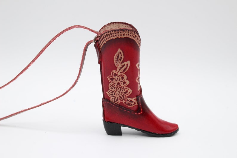 Genuine Handmade Leather Cowboy Boot Ornament