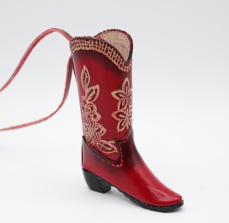 Genuine Handmade Leather Cowboy Boot Ornament