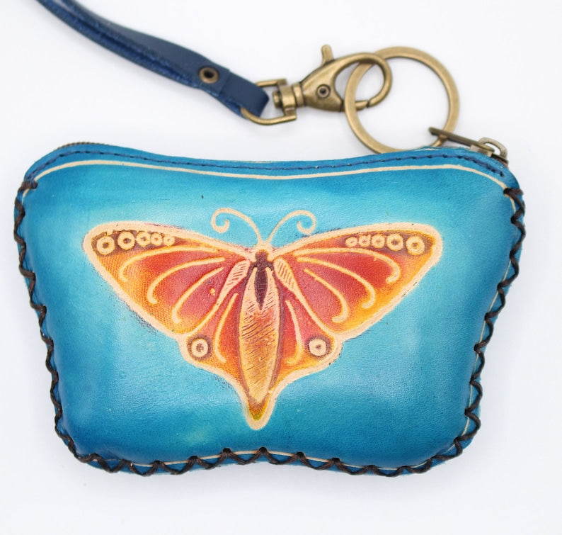 Genuine Handmade Leather Butterfly Coin Purse