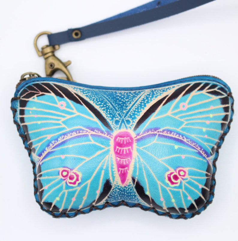 Genuine Handmade Leather Butterfly Coin Purse / Wallet