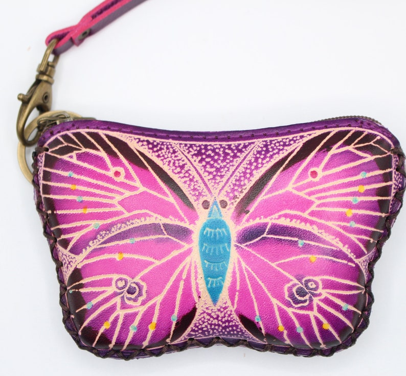 Genuine Handmade Leather Butterfly Coin Purse / Wallet