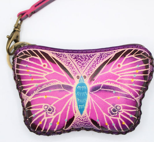 Genuine Handmade Leather Butterfly Coin Purse / Wallet
