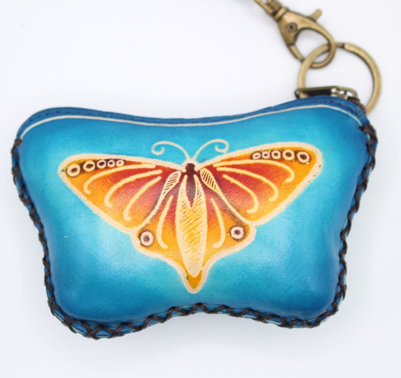 Genuine Handmade Leather Butterfly Coin Purse / Wallet