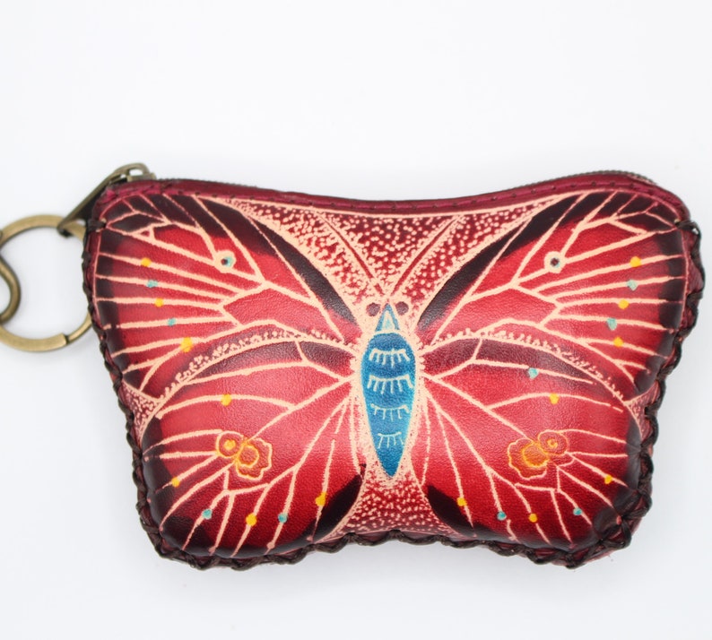 Genuine Handmade Leather Butterfly Coin Purse / Wallet
