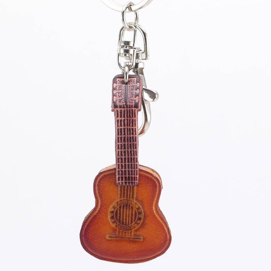 Handmade Leather guitar Key chain bag charm personalized