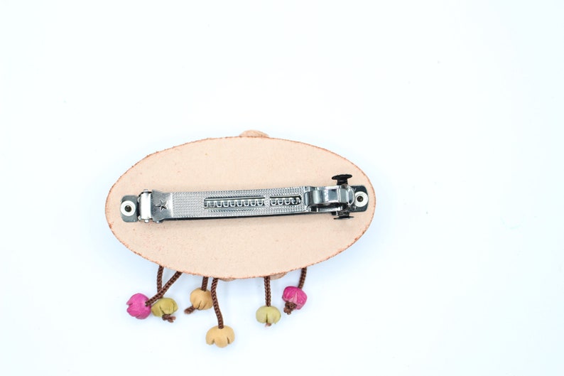 Genuine Handmade Leather Four-Flower Barrette with Stick/Clip