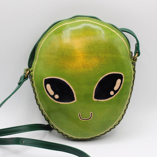 Genuine Handmade Leather Alien Purse / Cross-body