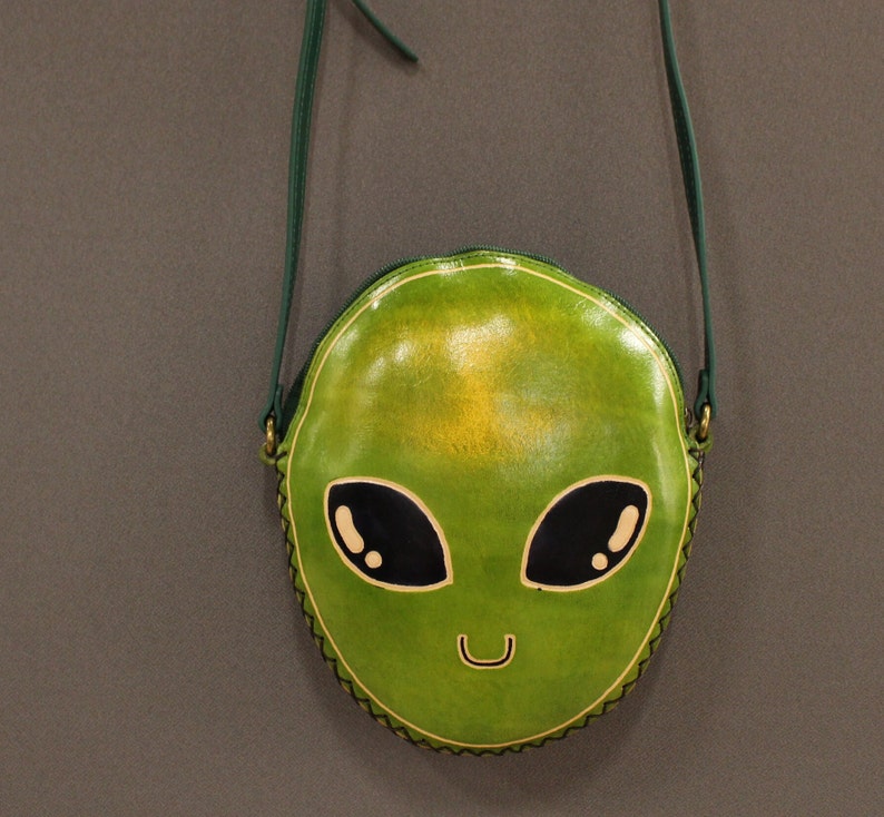 Genuine Handmade Leather Alien Purse / Cross-body