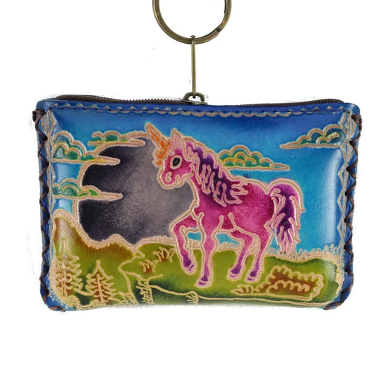 Genuine Handmade Leather Unicorn Rectangle Coin Purse