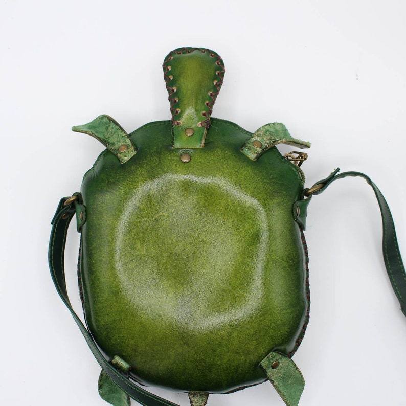 Original Handmade Hand-Painted Genuine Leather Crossbody Bag, Turtle Bag, Animal Cartoon Bag,Phone Bag,Small Shoulder Bag, Cartoon Mini Bag