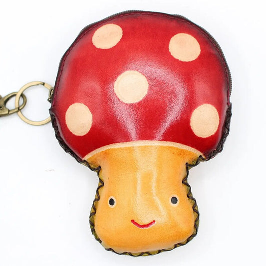Genuine Handmade Leather Mushroom Coin Purse/Wristlet/Wallet