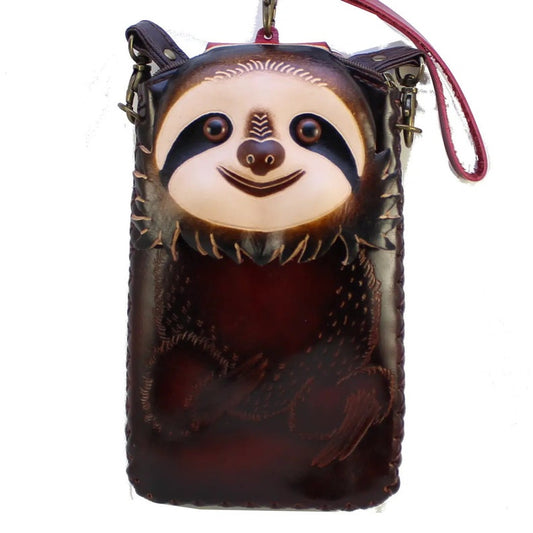 Genuine Handmade Leather Sloth Cell Phone Case