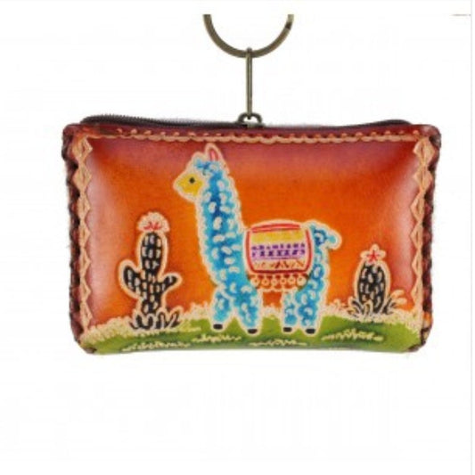 Genuine Handmade Leather Llama Rectangle Coin Purse