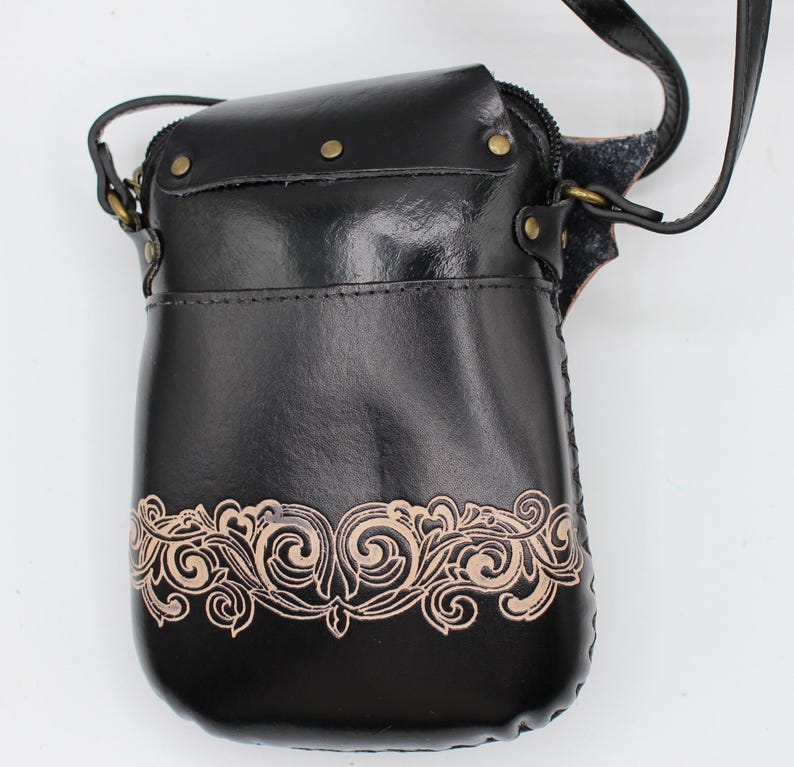 Handmade Genuine Leather Cross body Purse Bat