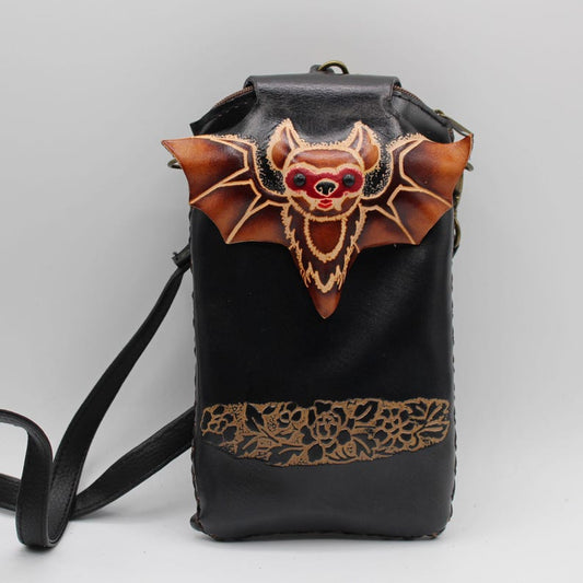Genuine Handmade Leather Bat Cell Phone Case