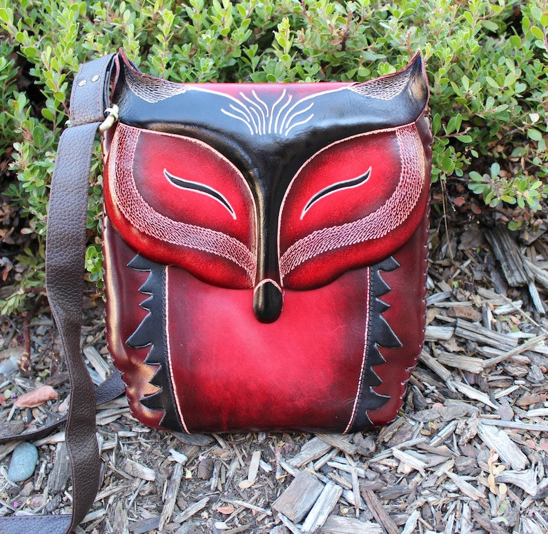 Genuine Handmade Leather Fox Purse crossbody