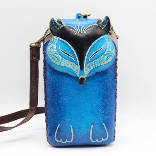 Genuine Handmade Leather Fox Cell Phone Case / Cross-body