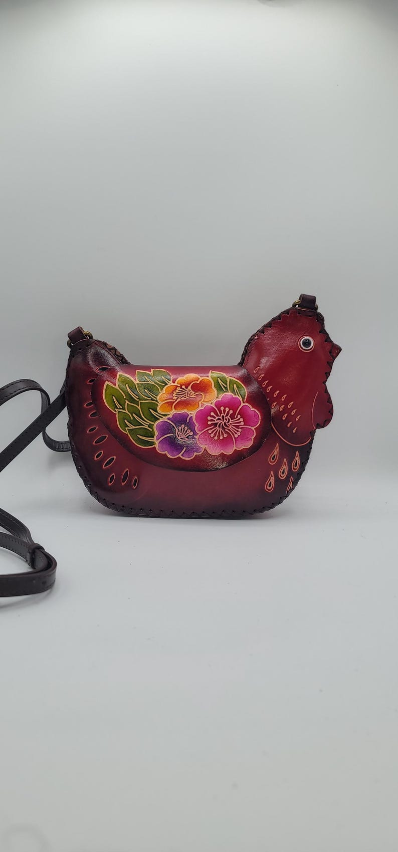 Genuine Handmade Leather Chicken Purse / Crossbody