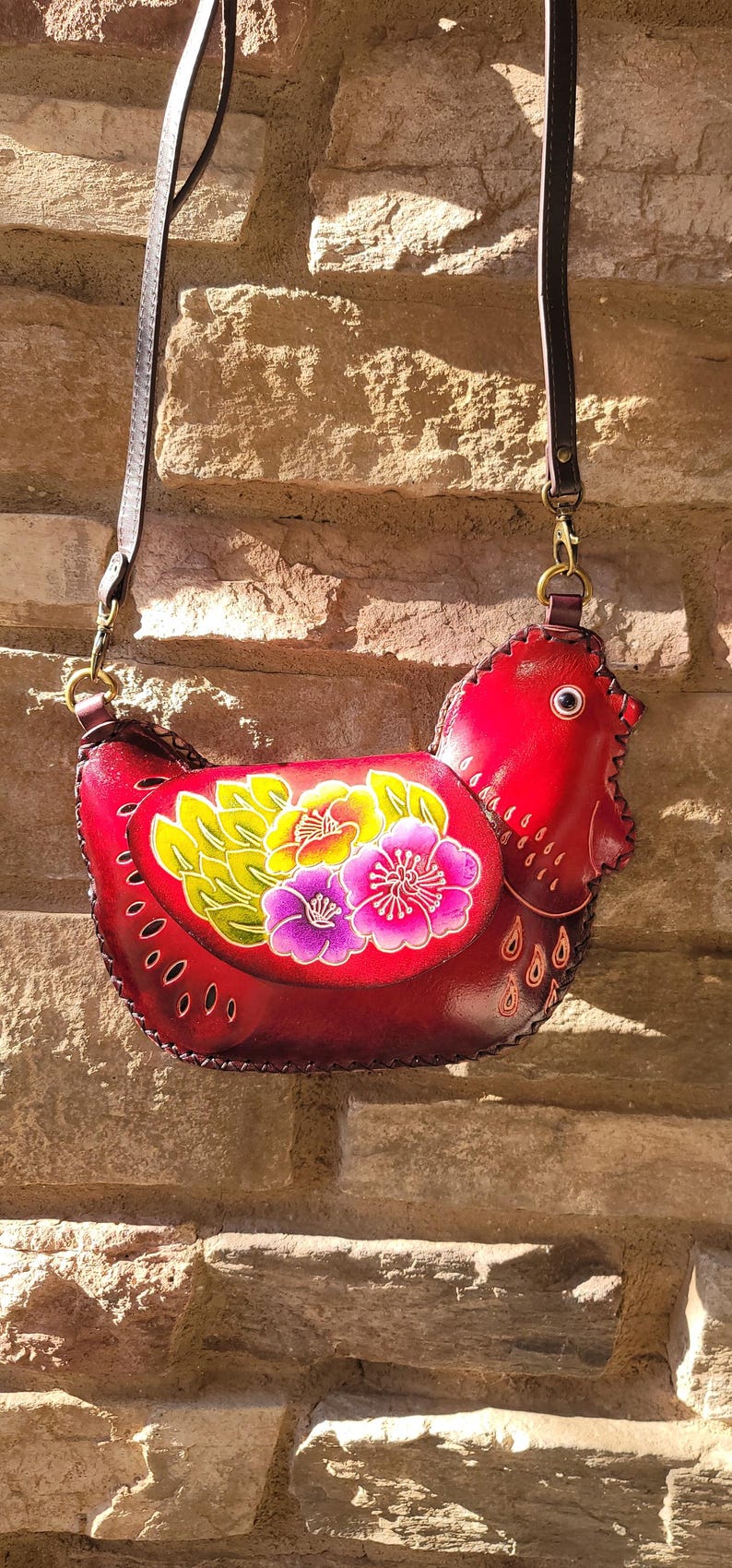 Genuine Handmade Leather Chicken Purse / Crossbody