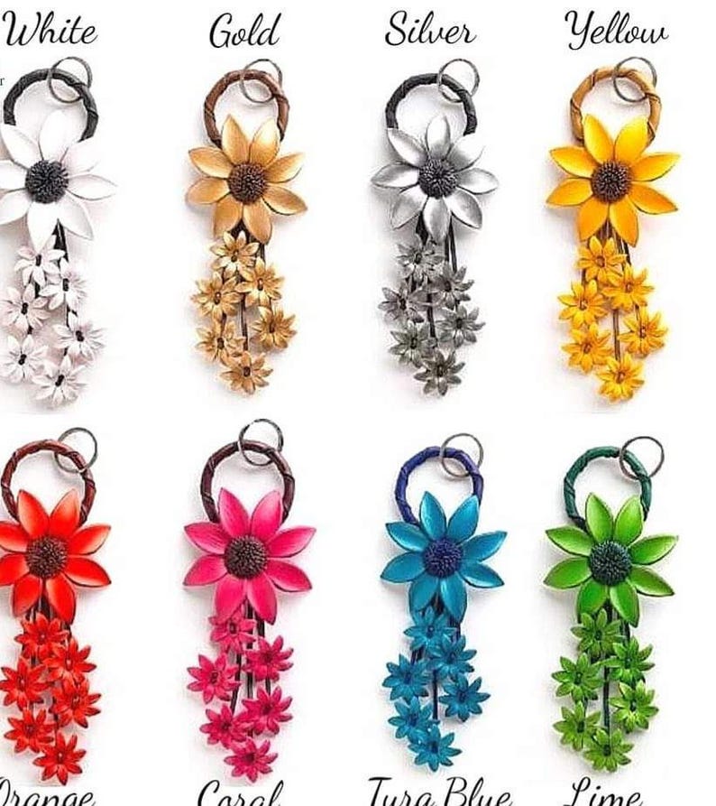 Genuine Handmade Leather Flower Keychain bag charm purse charm