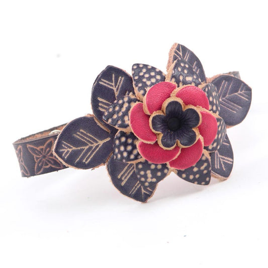 Genuine Handmade Leather Flower Bracelet