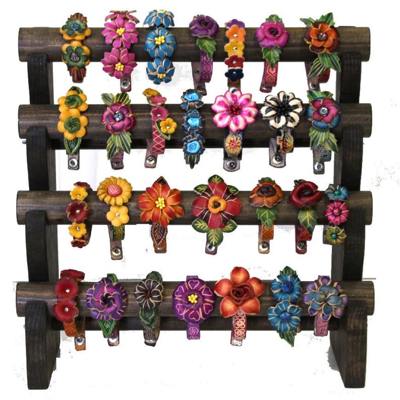 Genuine Handmade Leather Flower Bracelet