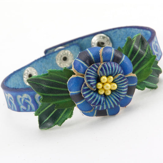 Genuine Handmade Leather Rose Flower Bracelet