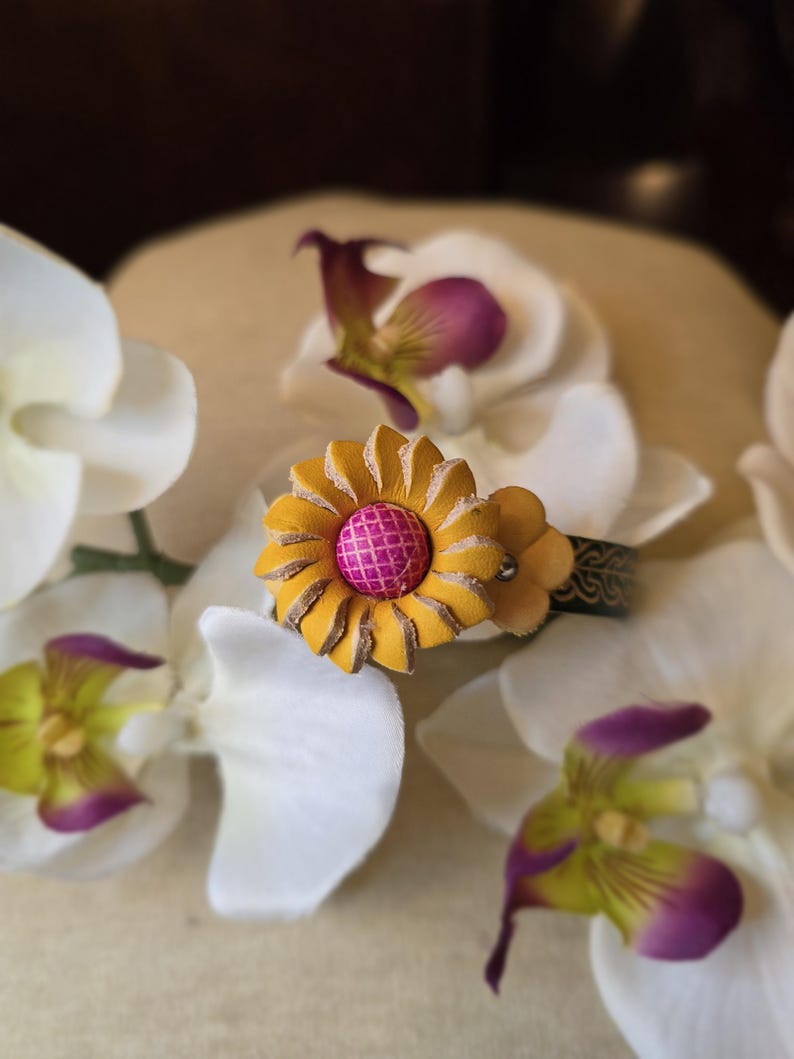 Genuine Handmade Leather Flower Bracelet / Boho