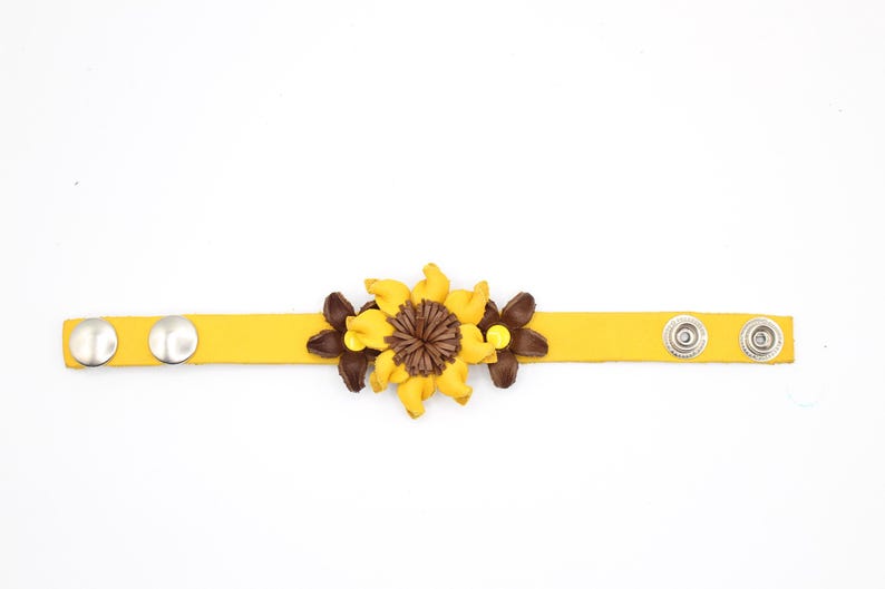 Genuine Handmade Leather Flower Bracelet