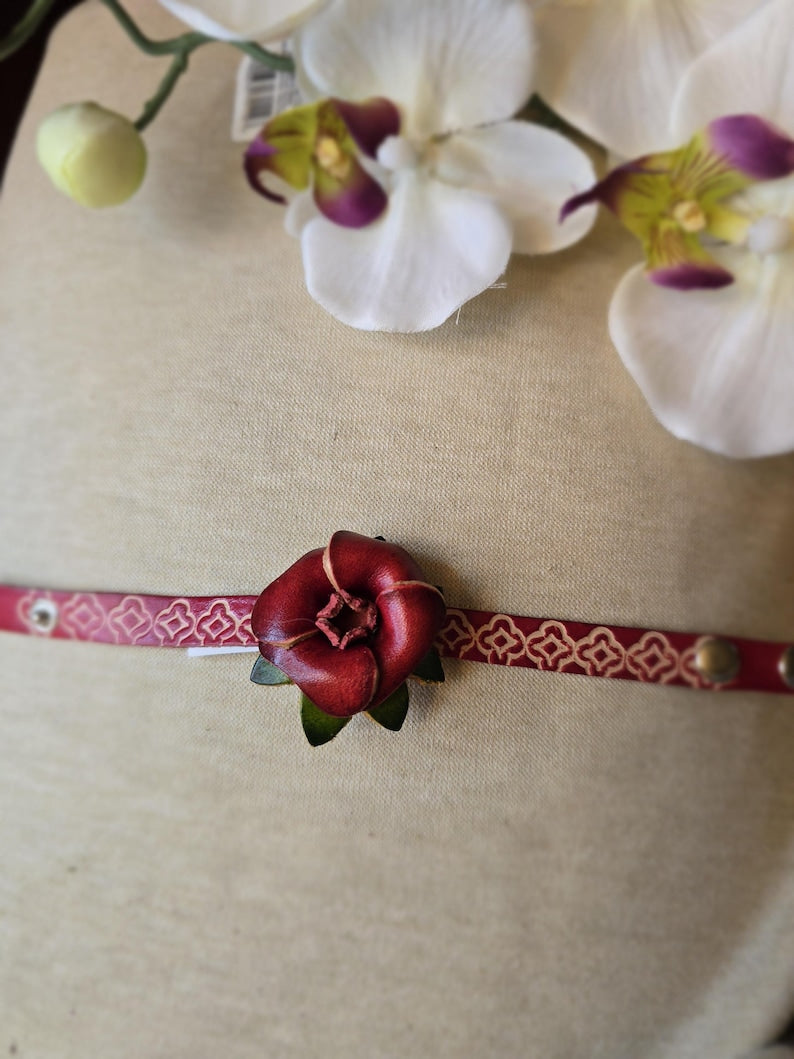 Genuine Handmade Leather Rose Bracelet