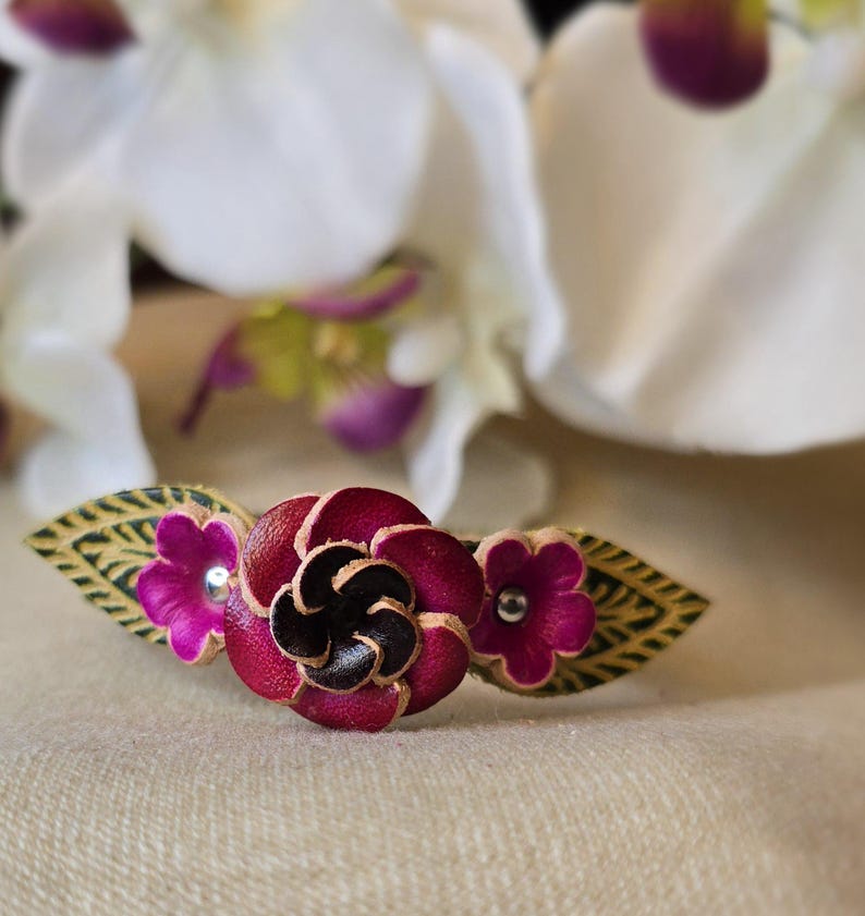 Genuine Handmade Leather Rose flower Bracelet