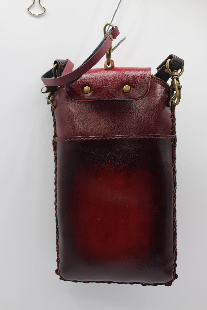 Cross - body Handmade Genuine Leather Phone Case Phone Bag Cross - body Bag Animal - Cartoon Small Bag Mini Small Bag Pink Cat Style