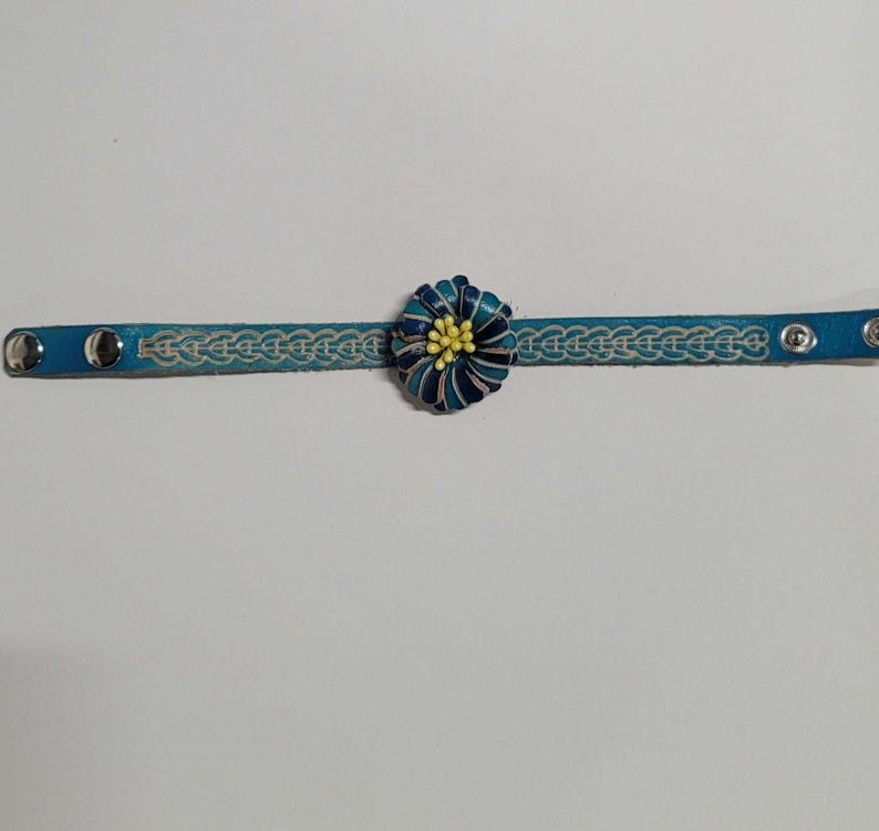 Genuine Handmade Leather Flower Bracelet
