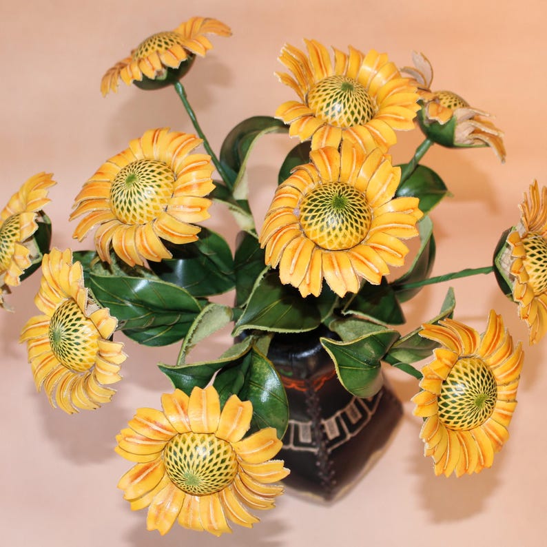 Genuine Handmade Leather Sunflower