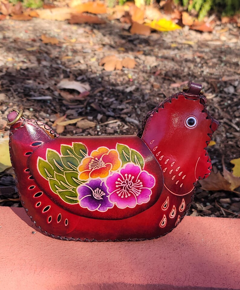 Genuine Handmade Leather Chicken Purse / Crossbody