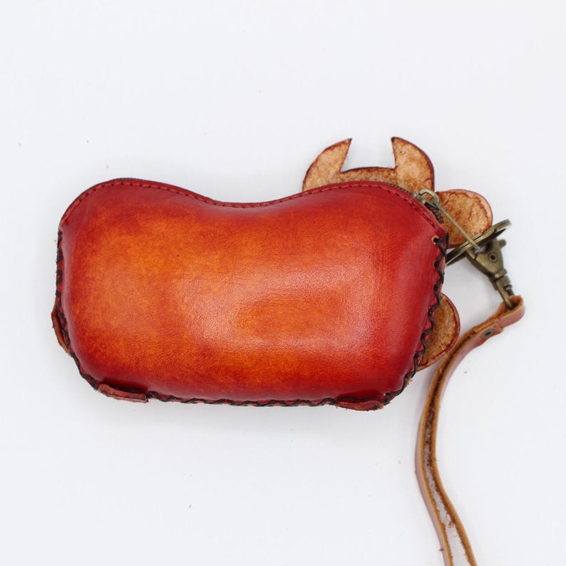 Genuine Handmade Leather Spotted Cow Coin Purse / Wallet / Wristlet/ Coin Pouch/ Animal-themed Loose Change Pouch / Cartoon Small Wallet