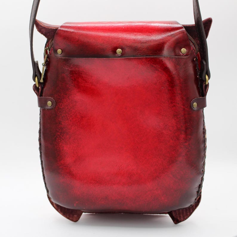Genuine Handmade Leather Owl Cross-body Purse