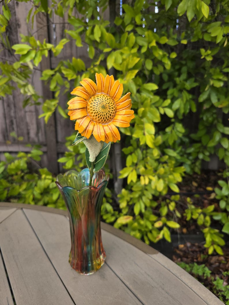 Genuine Handmade Leather Sunflower
