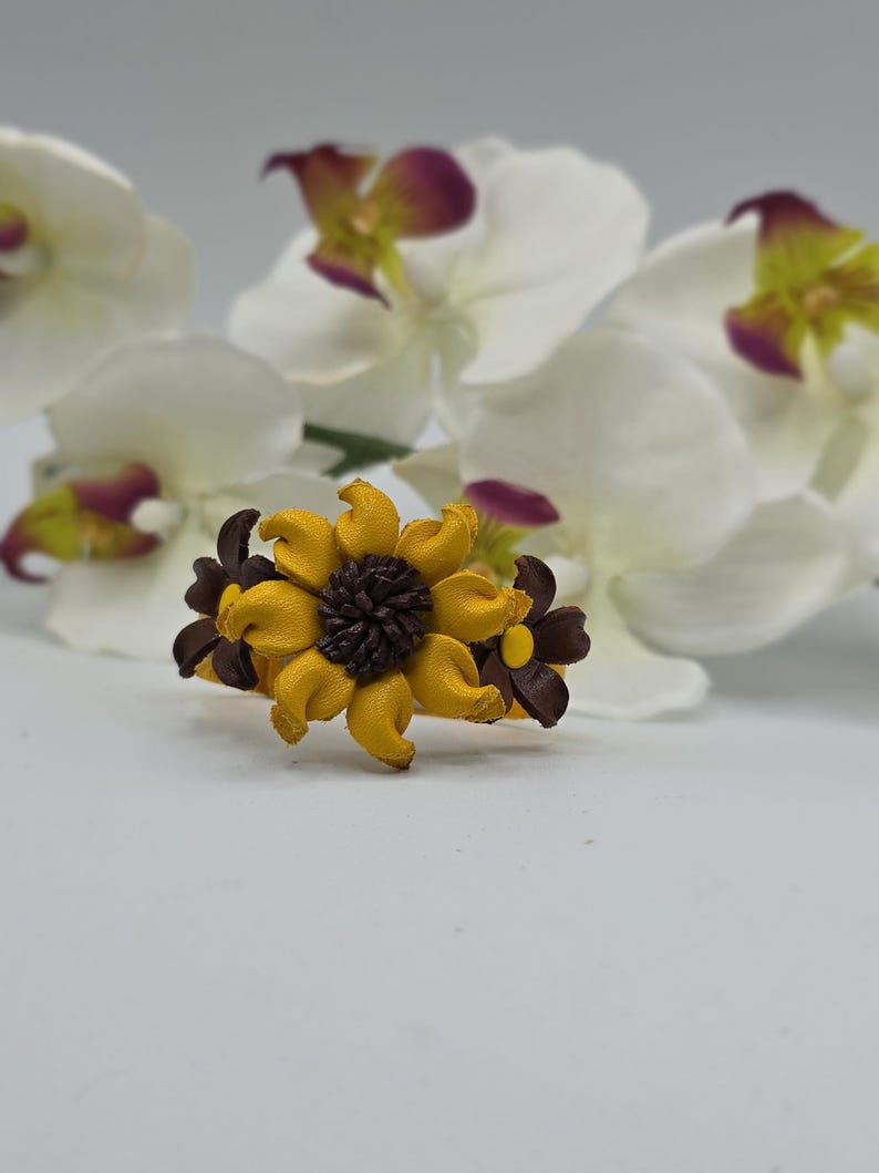 Genuine Handmade Leather Flower Bracelet