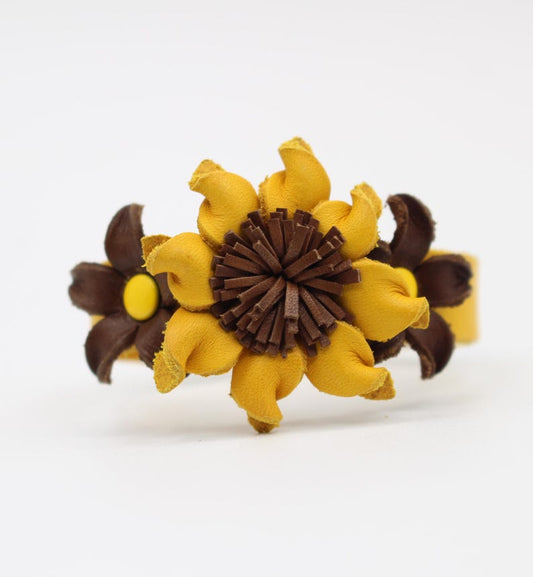 Genuine Handmade Leather Flower Bracelet