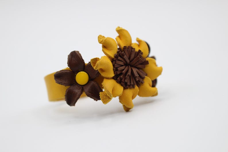 Genuine Handmade Leather Flower Bracelet