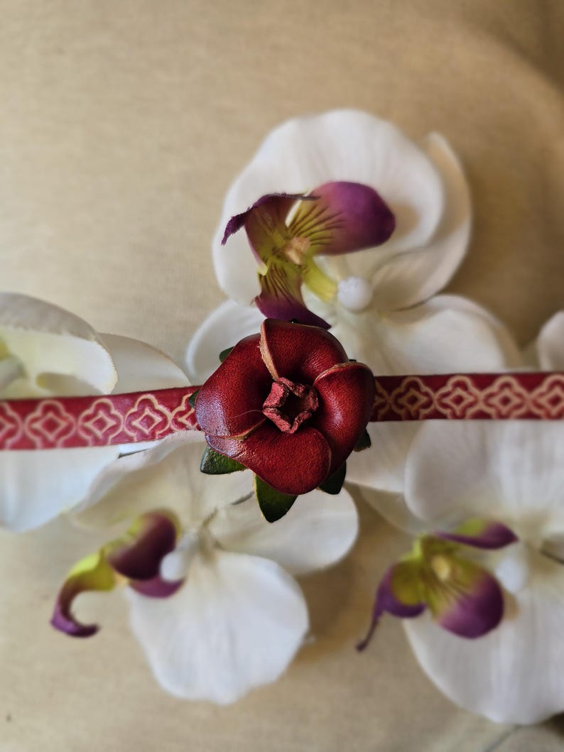 Genuine Handmade Leather Rose Bracelet