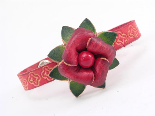 Genuine Handmade Leather Rose Bracelet