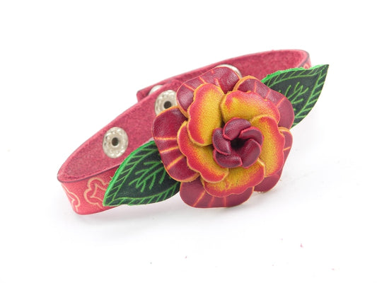 Genuine Handmade Leather Rose flower Bracelet