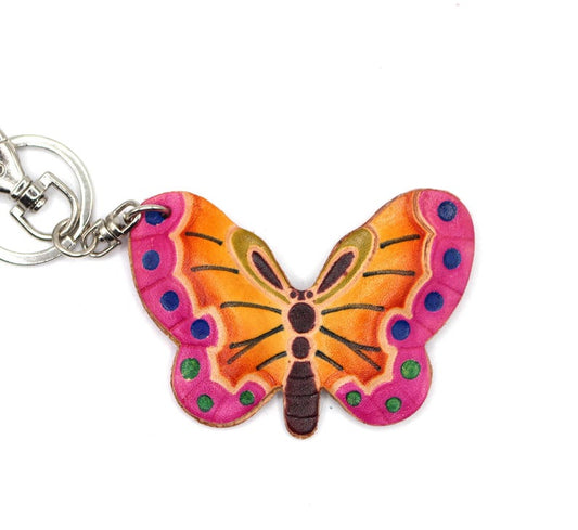 Genuine Handmade Leather butterfly Keychain